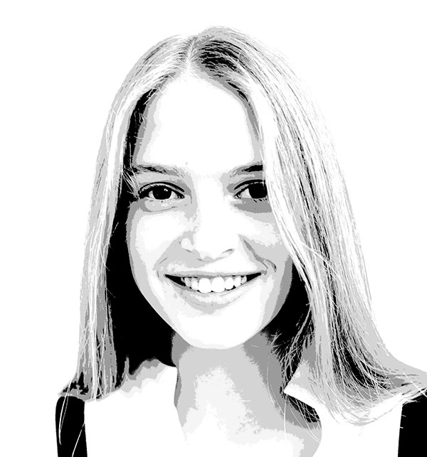 Foto de retrato simplificada en pocos niveles de gris con alto contraste