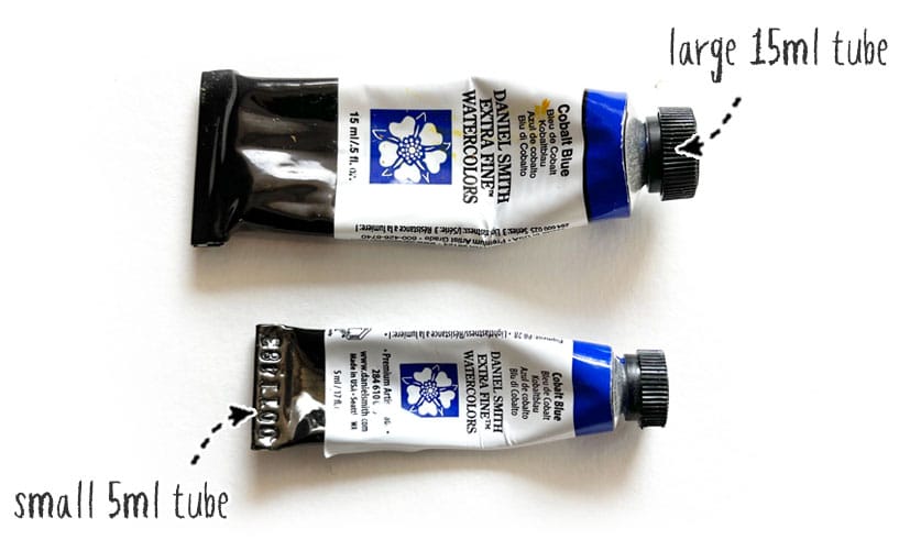 Dos tubos de acuarela azul cobalto, uno de 15 ml y otro de 5 ml