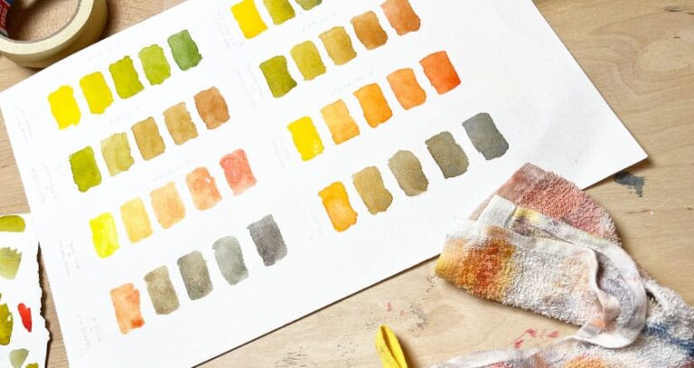 Paleta de colores de otoño en acuarela: cómo mezclarla