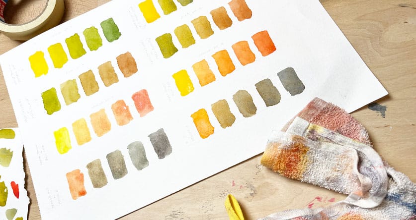Paleta de colores de otoño en acuarela: cómo mezclarla